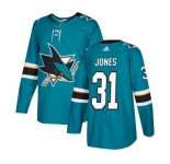 Adidas San Jose Sharks #31 Martin Jones Authentic Teal Green Home NHL Jersey