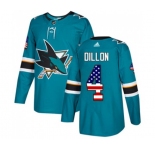 Adidas San Jose Sharks #4 Brenden Dillon Authentic Teal Green USA Flag Fashion NHL Jersey