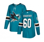 Adidas San Jose Sharks #60 Rourke Chartier Premier Teal Green Home NHL Jersey
