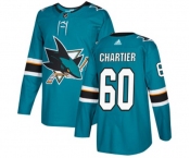 Adidas San Jose Sharks #60 Rourke Chartier Premier Teal Green Home NHL Jersey