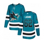 Adidas San Jose Sharks #62 Kevin Labanc Authentic Teal Drift Fashion NHL Jersey