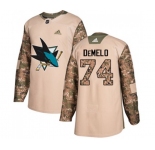 Adidas San Jose Sharks #74 Dylan DeMelo Authentic Camo Veterans Day Practice NHL Jersey