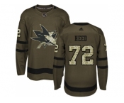 Men Adidas San Jose Sharks #72 Tim Heed Green Salute to Service Stitched NHL Jersey