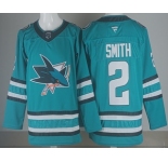 Men's San Jose Sharks #2 Will Smith Teal Authentic Jersey