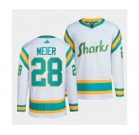 Men's San Jose Sharks #28 Timo Meier White 2022 Reverse Retro Stitched Jersey