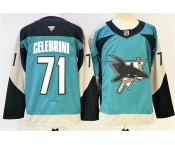 Men's San Jose Sharks #71 Macklin Celebrini Teal 2025 Alternate Stitched Hockey Jersey