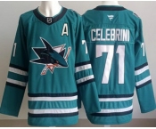 Men's San Jose Sharks #71 Macklin Celebrini Teal Authentic Jersey