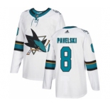 Men's San Jose Sharks #8 Joe Pavelski White Road Stitched Hockey Jersey