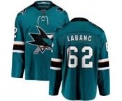 San Jose Sharks #62 Kevin Labanc Fanatics Branded Teal Green Home Breakaway NHL Jersey