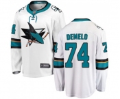San Jose Sharks #74 Dylan DeMelo Fanatics Branded White Away Breakaway NHL Jersey