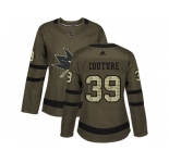 Women Adidas San Jose Sharks #39 Logan Couture Green Salute to Service Stitched NHL Jersey