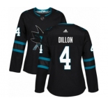 Women Adidas San Jose Sharks #4 Brenden Dillon Authentic Black Alternate NHL Jersey