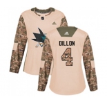 Women Adidas San Jose Sharks #4 Brenden Dillon Authentic Camo Veterans Day Practice NHL Jersey