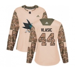 Women Adidas San Jose Sharks #44 Marc-Edouard Vlasic Authentic Camo Veterans Day Practice NHL Jersey
