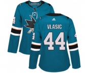 Women Adidas San Jose Sharks #44 Marc-Edouard Vlasic Premier Teal Green Home NHL Jersey