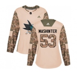 Women Adidas San Jose Sharks #53 Brandon Mashinter Authentic Camo Veterans Day Practice NHL Jersey