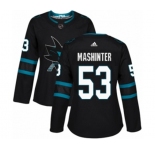 Women Adidas San Jose Sharks #53 Brandon Mashinter Premier Black Alternate NHL Jersey