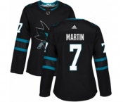 Women Adidas San Jose Sharks #7 Paul Martin Premier Black Alternate NHL Jersey