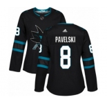 Women Adidas San Jose Sharks #8 Joe Pavelski Premier Black Alternate NHL Jersey