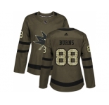 Women Adidas San Jose Sharks #88 Brent Burns Green Salute to Service Stitched NHL Jersey