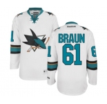 Women Reebok San Jose Sharks #61 Justin Braun Authentic White Away NHL Jersey