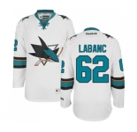 Women Reebok San Jose Sharks #62 Kevin Labanc Authentic White Away NHL Jersey