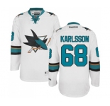 Women Reebok San Jose Sharks #68 Melker Karlsson Authentic White Away NHL Jersey