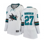 Women San Jose Sharks #27 Joonas Donskoi Fanatics Branded White Away Breakaway NHL Jersey