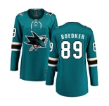 Women San Jose Sharks #89 Mikkel Boedker Fanatics Branded Teal Green Home Breakaway NHL Jersey