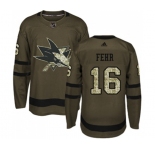 Youth Adidas San Jose Sharks #16 Eric Fehr Authentic Green Salute to Service NHL Jersey