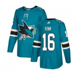 Youth Adidas San Jose Sharks #16 Eric Fehr Premier Teal Green Home NHL Jersey