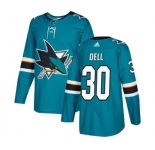 Youth Adidas San Jose Sharks #30 Aaron Dell Premier Teal Green Home NHL Jersey