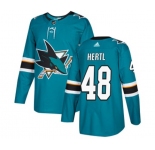 Youth Adidas San Jose Sharks #48 Tomas Hertl Authentic Teal Green Home NHL Jersey