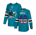 Youth Adidas San Jose Sharks #48 Tomas Hertl Authentic Teal Green USA Flag Fashion NHL Jersey