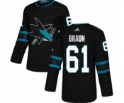 Youth Adidas San Jose Sharks #61 Justin Braun Premier Black Alternate NHL Jersey