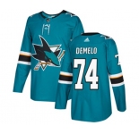 Youth Adidas San Jose Sharks #74 Dylan DeMelo Authentic Teal Green Home NHL Jersey