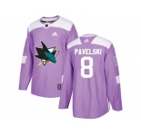 Youth Adidas San Jose Sharks #8 Joe Pavelski Purple Authentic Fights Cancer Stitched NHL Jersey