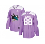 Youth Adidas San Jose Sharks #88 Brent Burns Purple Authentic Fights Cancer Stitched NHL Jersey