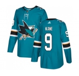 Youth Adidas San Jose Sharks #9 Evander Kane Premier Teal Green Home NHL Jersey