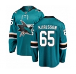 Youth San Jose Sharks #65 Erik Karlsson Fanatics Branded Teal Green Home Breakaway NHL Jersey