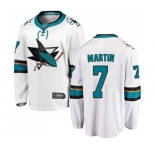 Youth San Jose Sharks #7 Paul Martin Fanatics Branded White Away Breakaway NHL Jersey