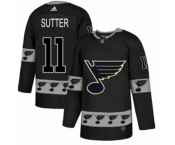 Adidas St. Louis Blues #11 Brian Sutter Authentic Black Team Logo Fashion NHL Jersey