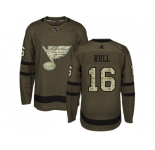 Adidas St. Louis Blues #16 Brett Hull Green Salute to Service Stitched NHL Jersey