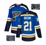 Adidas St. Louis Blues #21 Tyler Bozak Authentic Royal Blue Fashion Gold NHL Jersey