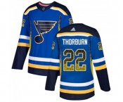 Adidas St. Louis Blues #22 Chris Thorburn Authentic Blue Drift Fashion NHL Jersey