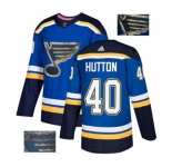 Adidas St. Louis Blues #40 Carter Hutton Authentic Royal Blue Fashion Gold NHL Jersey