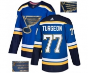 Adidas St. Louis Blues #77 Pierre Turgeon Authentic Royal Blue Fashion Gold NHL Jersey