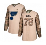 Adidas St. Louis Blues #78 Dominik Bokk Authentic Camo Veterans Day Practice NHL Jersey