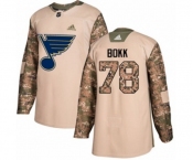Adidas St. Louis Blues #78 Dominik Bokk Authentic Camo Veterans Day Practice NHL Jersey