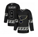 Adidas St. Louis Blues #9 Doug Gilmour Authentic Black Team Logo Fashion NHL Jersey